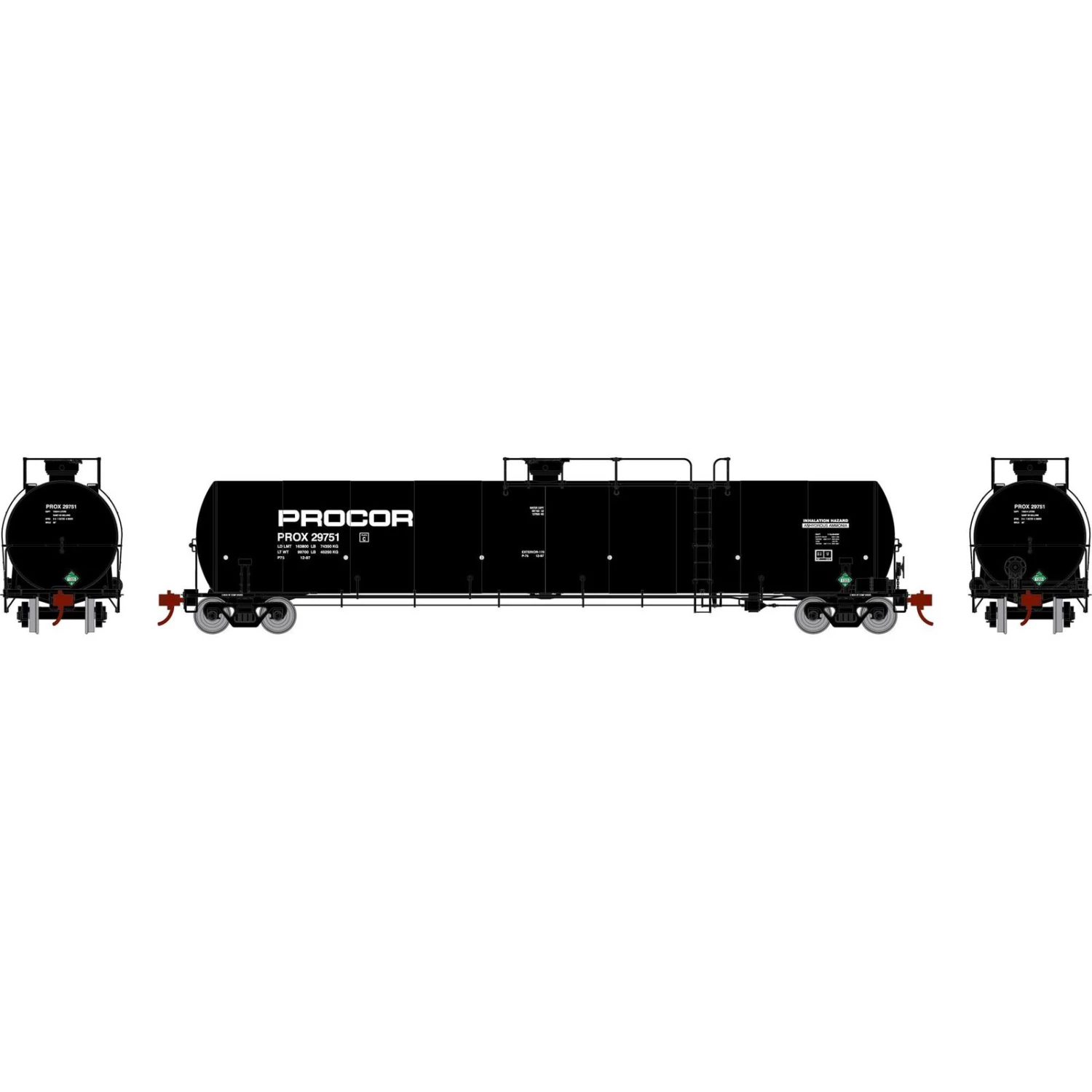Athearn HO 33,900-Gallon LPG Tank/Late, PROX #29751 3 Athearn HO 33,900-Gallon LPG Tank/Late, PROX #29751