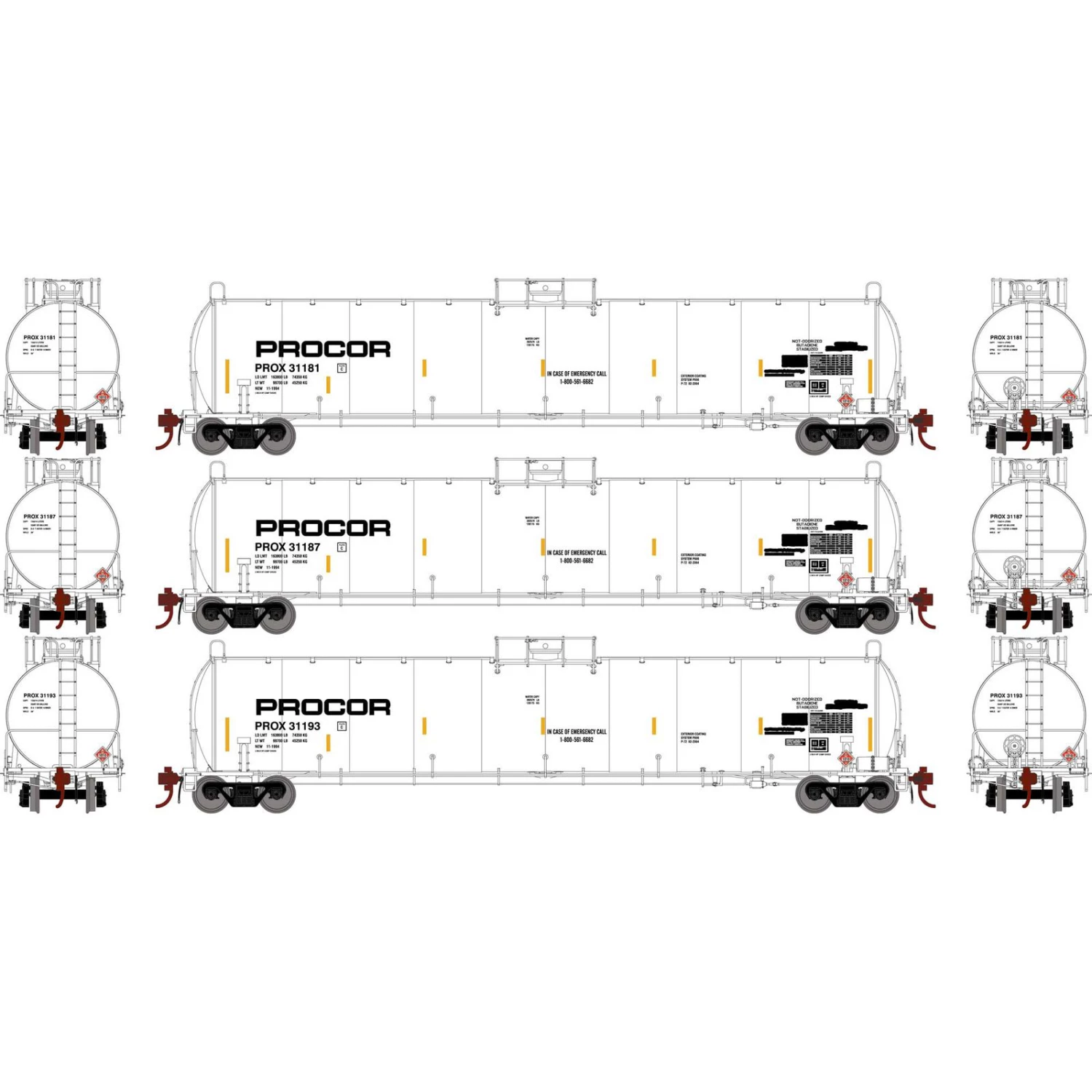 Athearn HO 33,900-Gallon LPG Tank/Early, PROX #2 (3) 3 Athearn HO 33,900-Gallon LPG Tank/Early, PROX #2 (3)