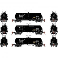 Athearn HO 13,600-Gallon Acid Tank, PROX, Black (3)