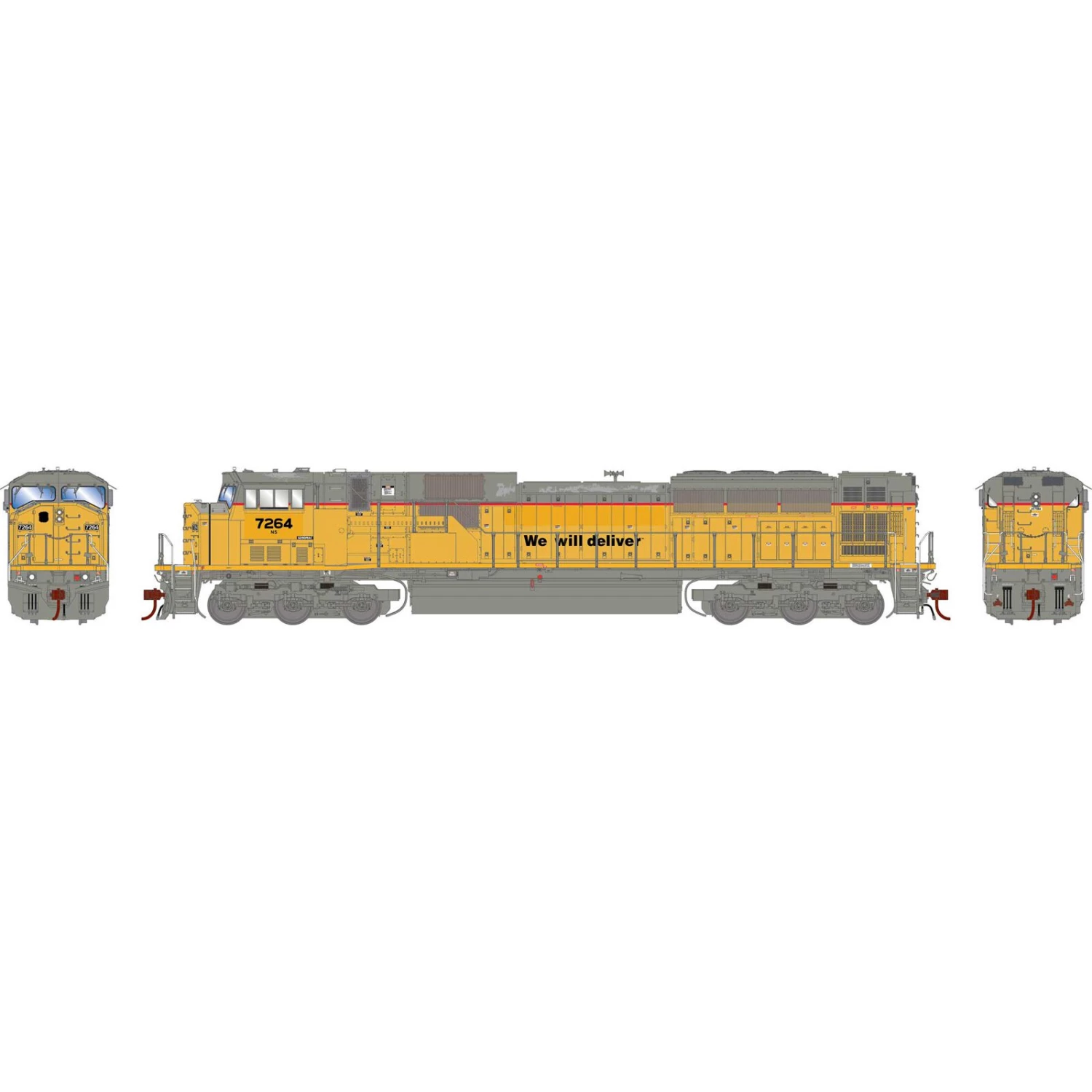 Athearn HO G2 SD90MAC, NS #7264 3 Athearn HO G2 SD90MAC, NS #7264