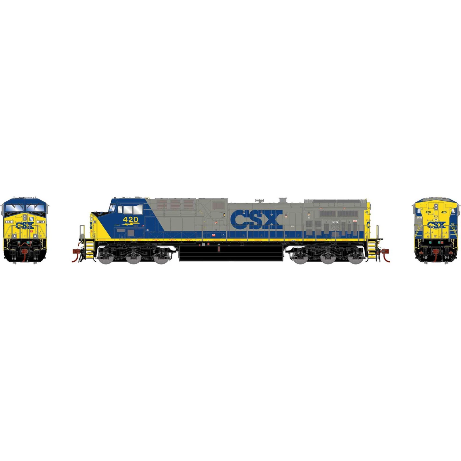 Athearn HO G2 AC4400CW w/DCC& Sound, CSX #420 3 Athearn HO G2 AC4400CW w/DCC& Sound, CSX #420