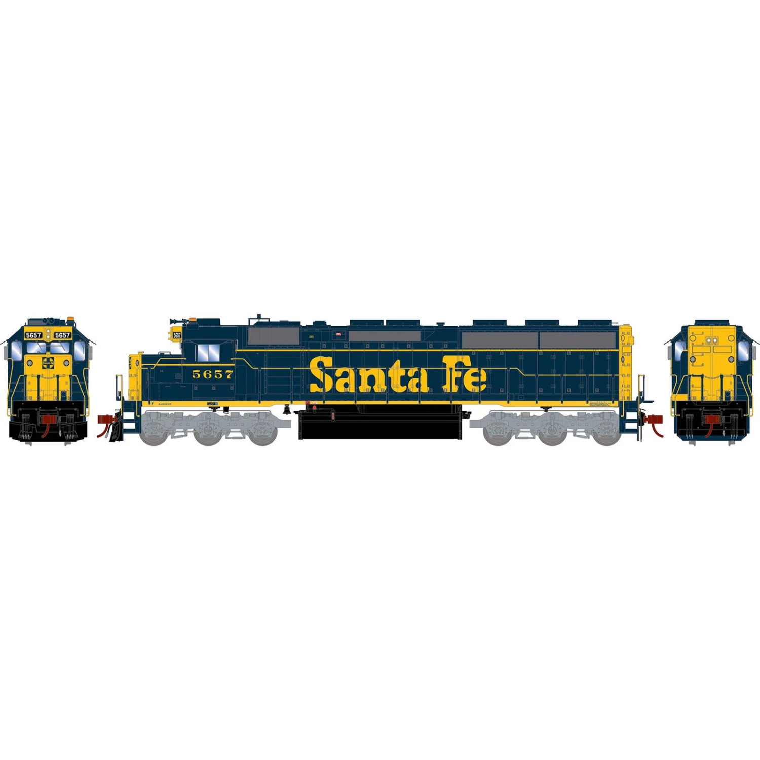 Athearn HO SD45-2 with DCC & Sound, SF #5657 3 Athearn HO SD45-2 with DCC & Sound, SF #5657