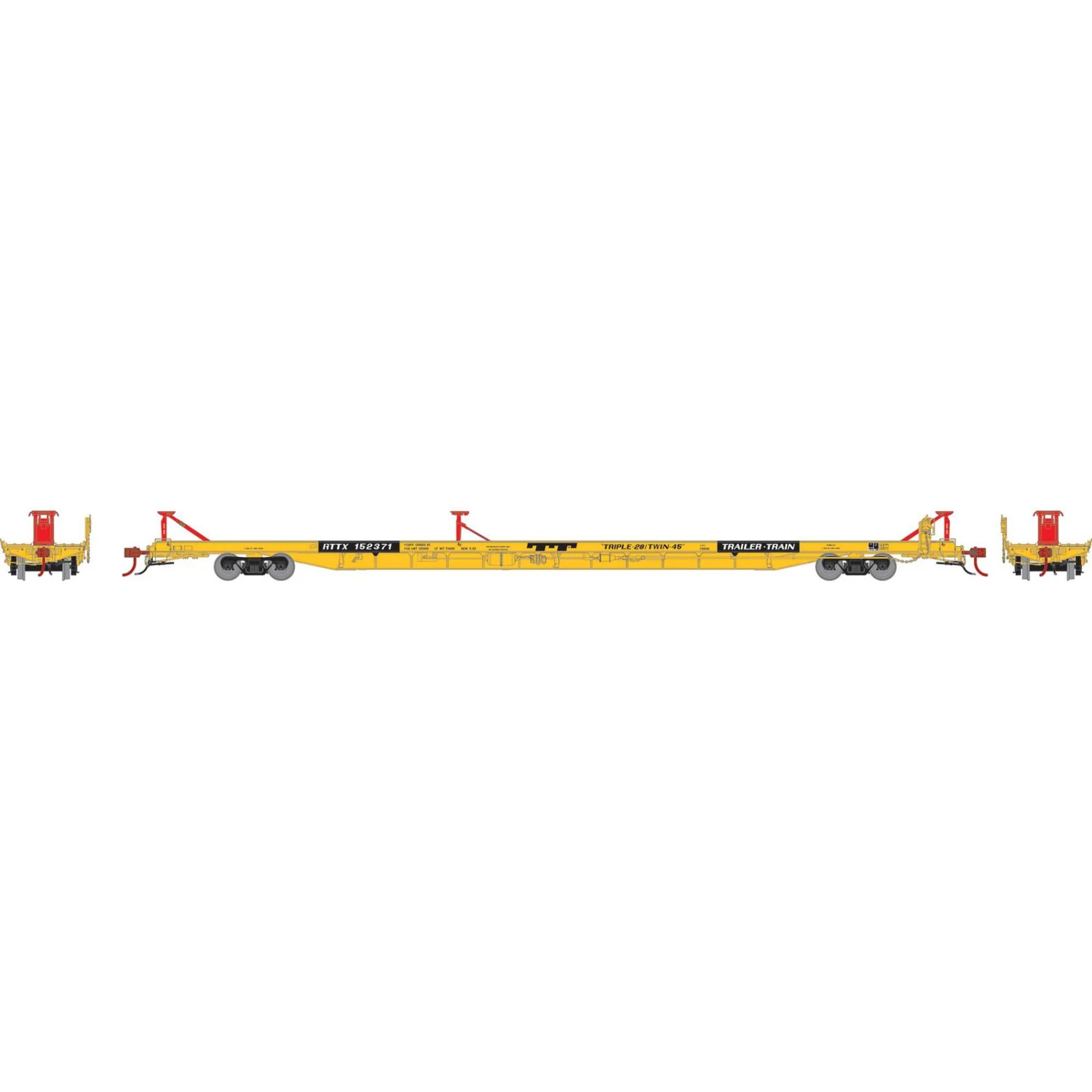 Athearn HO F89F Trailer, RTTX/Yellow #152371 3 Athearn HO F89F Trailer, RTTX/Yellow #152371
