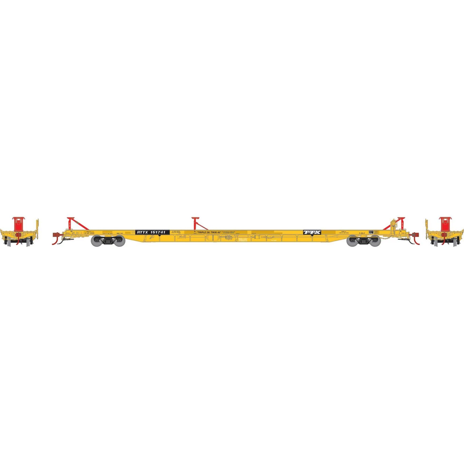 Athearn HO F89F Trailer, RTTX/Yellow 1991 Logo #151741 3 Athearn HO F89F Trailer, RTTX/Yellow 1991 Logo #151741