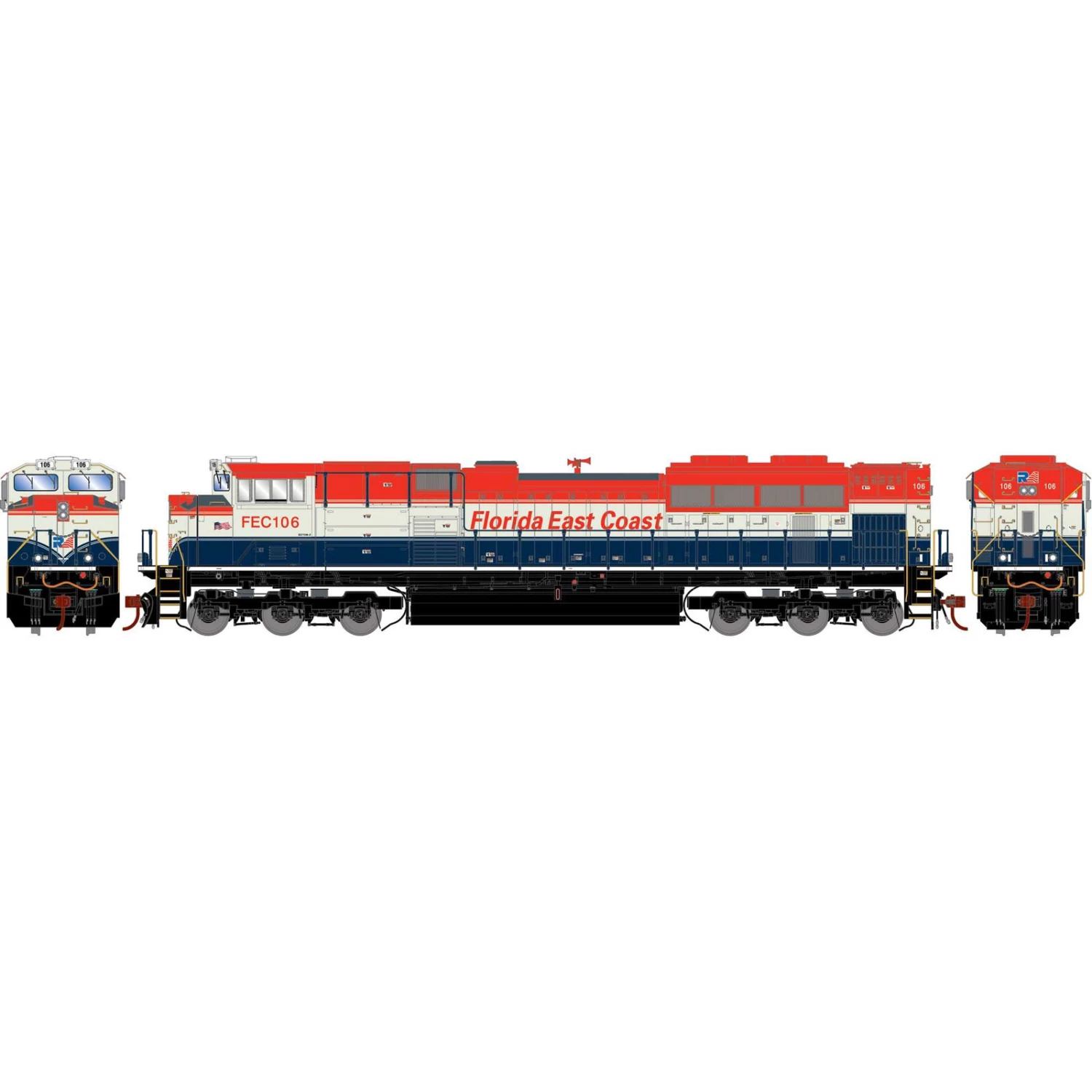 Athearn HO G2 SD70M-2, FEC #106 3 Athearn HO G2 SD70M-2, FEC #106