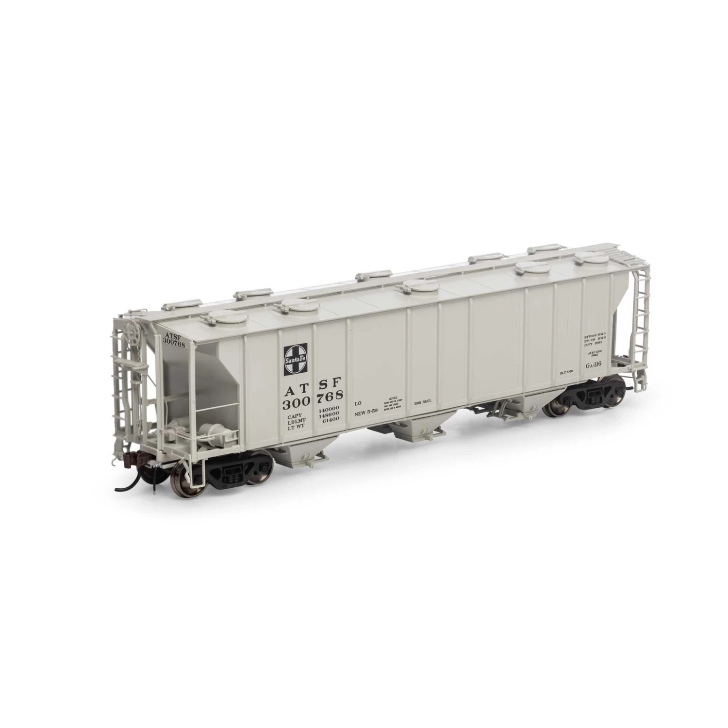 Athearn HO PS-2 2893 3-Bay Covered Hopper, SF #300768 3 Athearn HO PS-2 2893 3-Bay Covered Hopper, SF #300768