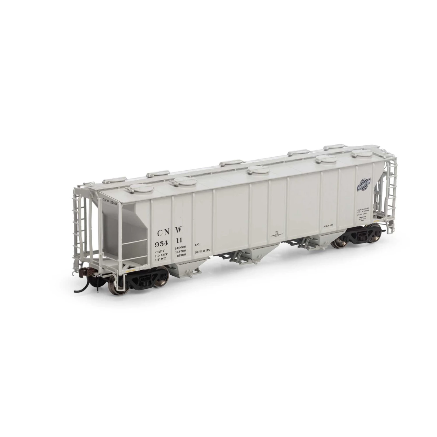 Athearn HO PS-2 2893 3-Bay Covered Hopper, C&NW #95411 4 Athearn HO PS-2 2893 3-Bay Covered Hopper, C&NW #95411 - Image 2