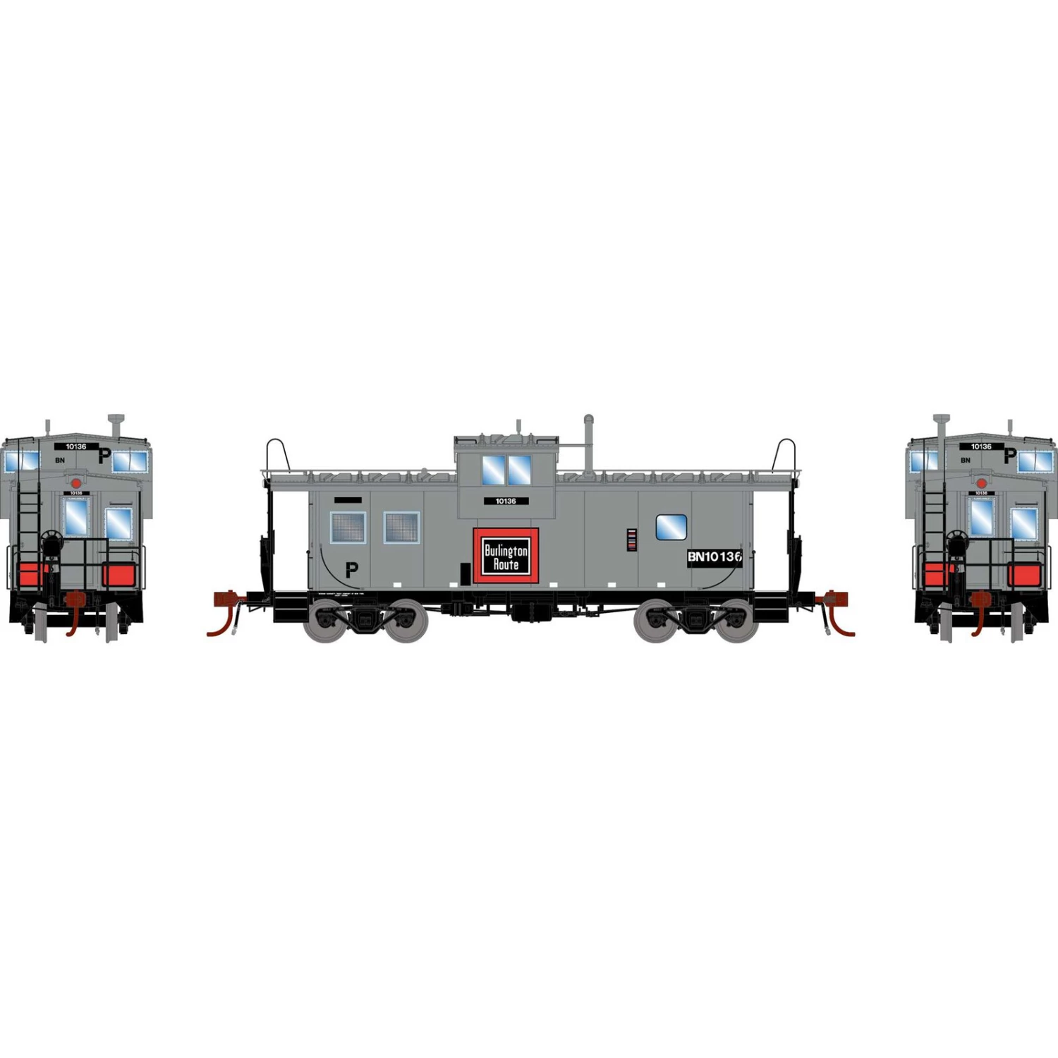 Athearn HO ICC Caboose with Lights, BN #10136 3 Athearn HO ICC Caboose with Lights, BN #10136
