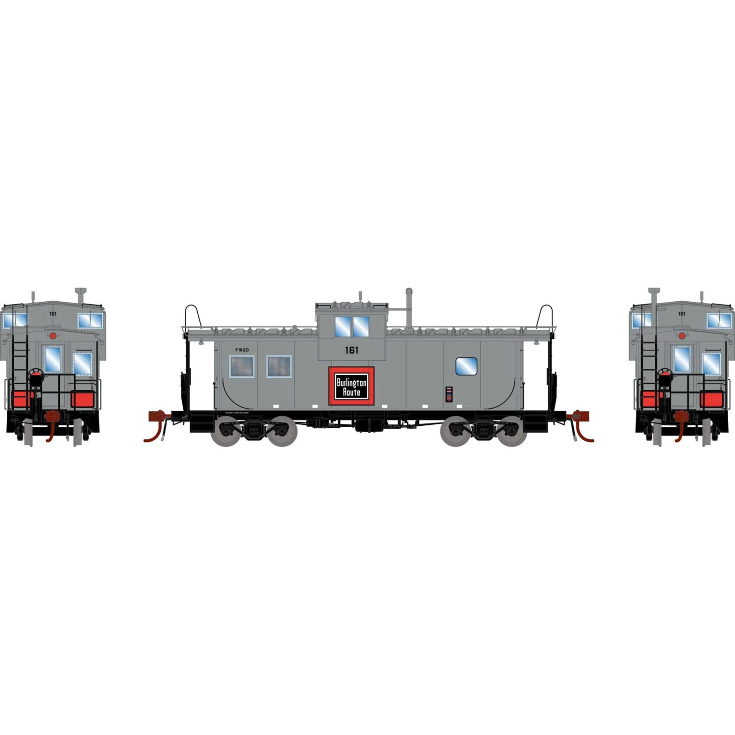 Athearn HO ICC Caboose with Lights, FW&D #161 3 Athearn HO ICC Caboose with Lights, FW&D #161