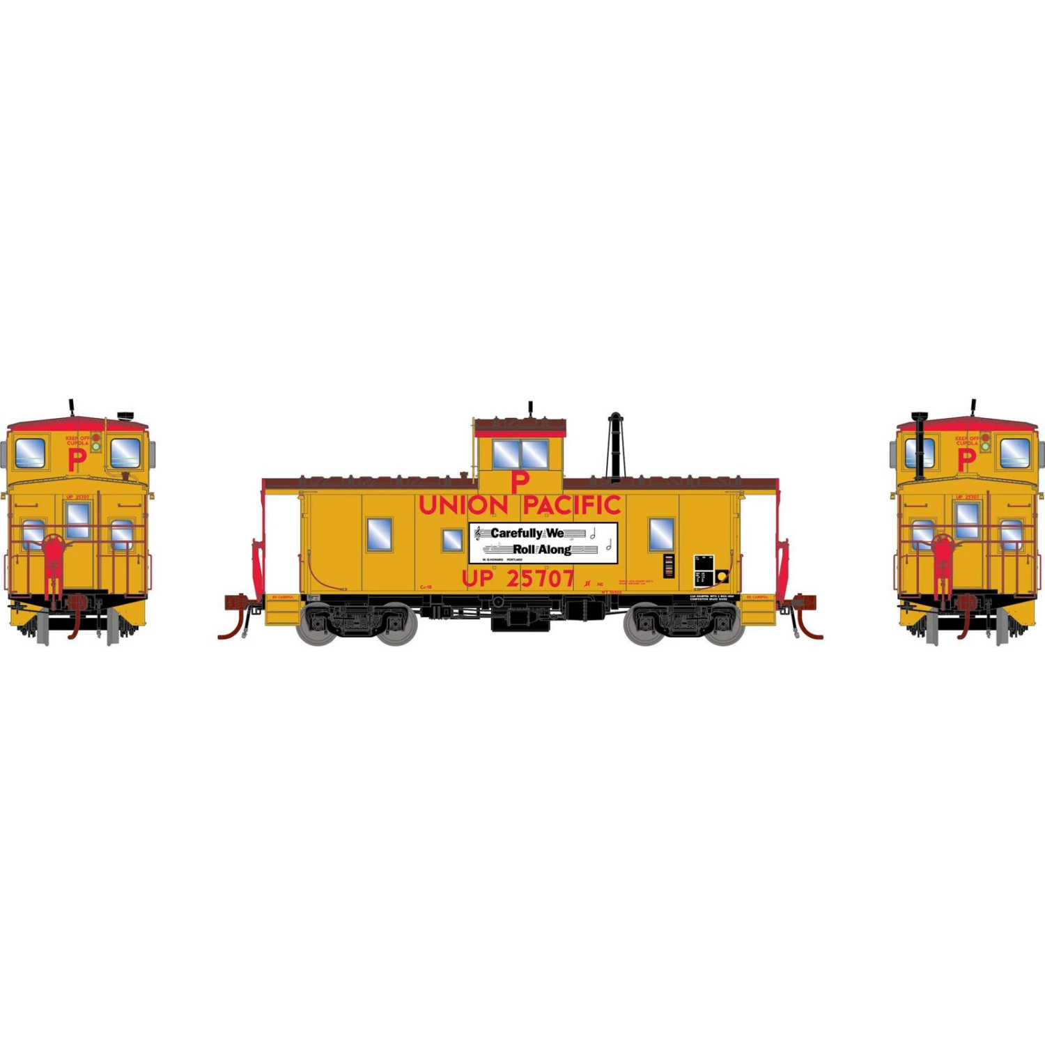 Athearn HO ICC Caboose CA-10 with Lights, UP #25707 3 Athearn HO ICC Caboose CA-10 with Lights, UP #25707