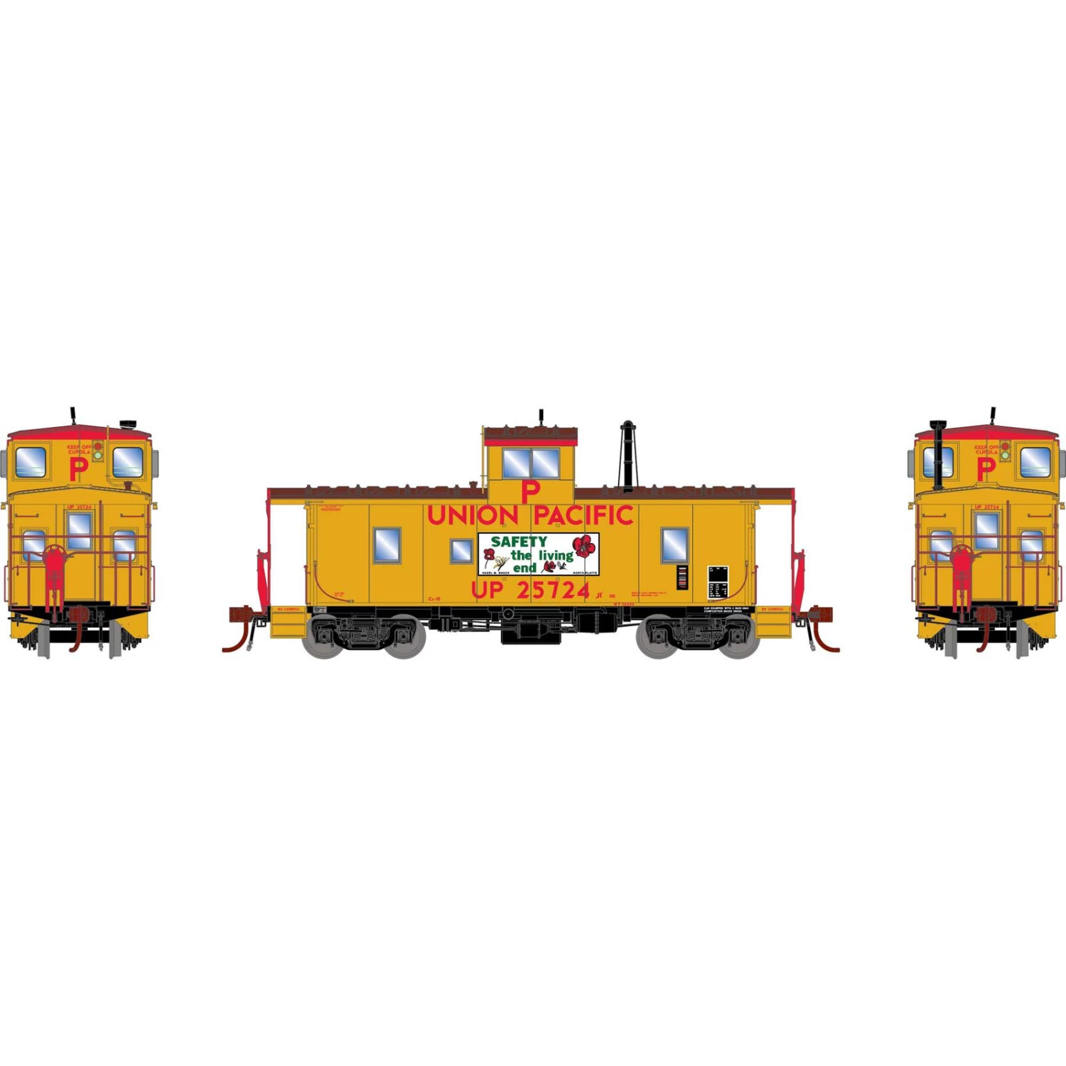 Athearn HO ICC Caboose CA-10 with Lights, UP #25724 3 Athearn HO ICC Caboose CA-10 with Lights, UP #25724
