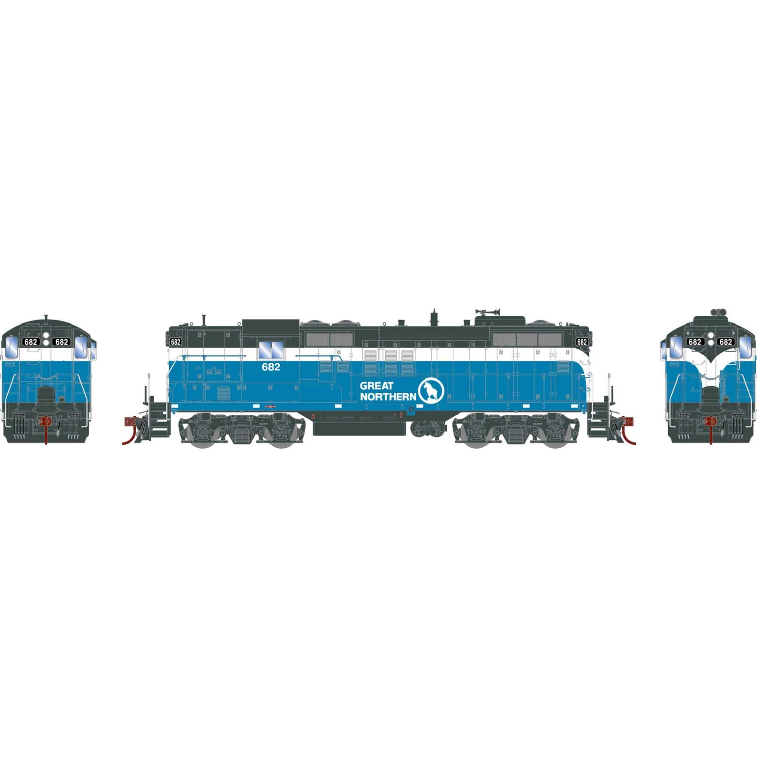 Athearn HO GP9 Locomotive, GN #682 3 Athearn HO GP9 Locomotive, GN #682
