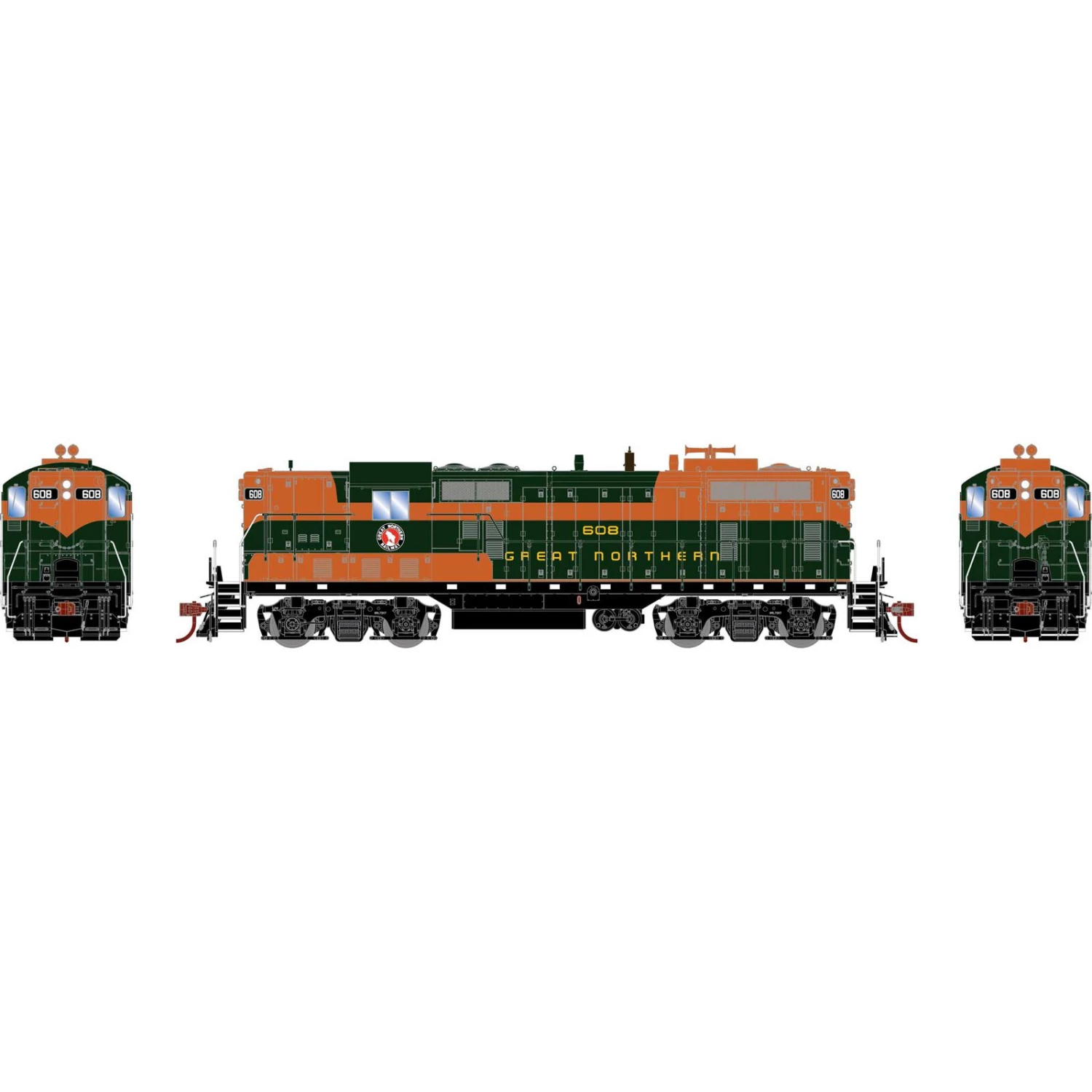 Athearn HO GP7 with DCC & Sound, GN #608 3 Athearn HO GP7 with DCC & Sound, GN #608