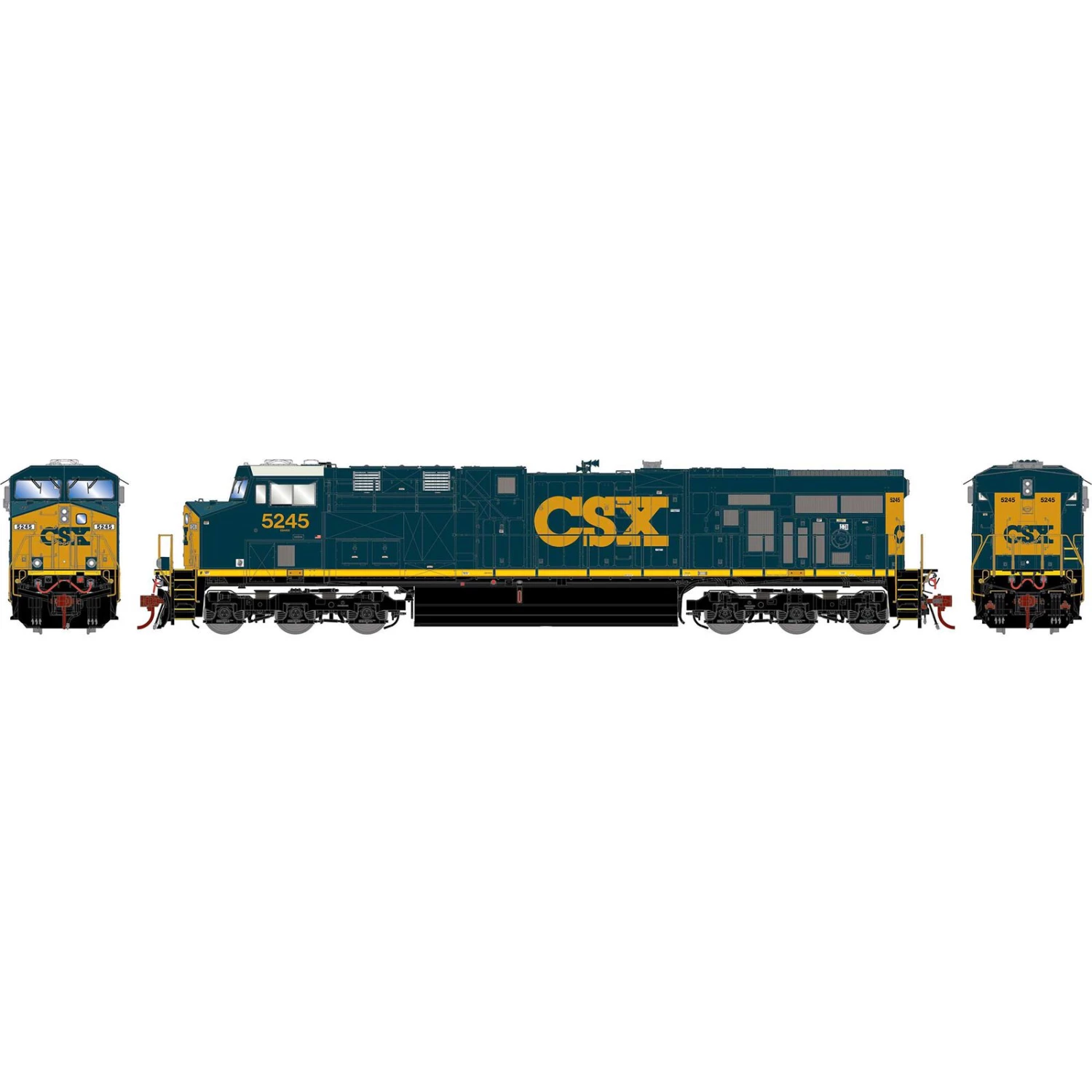 Athearn HO ES44DC Locomotive with DCC & Sound, CSX, YN3 #5245 3 Athearn HO ES44DC Locomotive with DCC & Sound, CSX, YN3 #5245