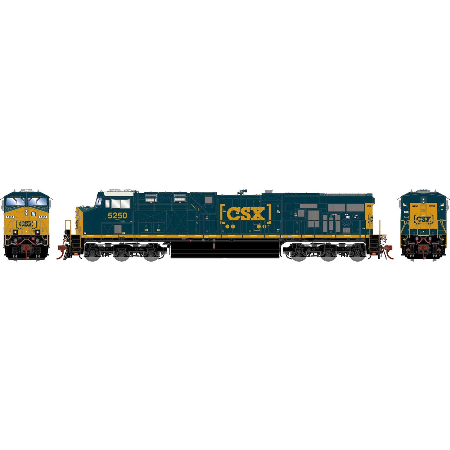 Athearn HO ES44DC Locomotive with DCC & Sound, CSX, Boxcar #5250 3 Athearn HO ES44DC Locomotive with DCC & Sound, CSX, Boxcar #5250