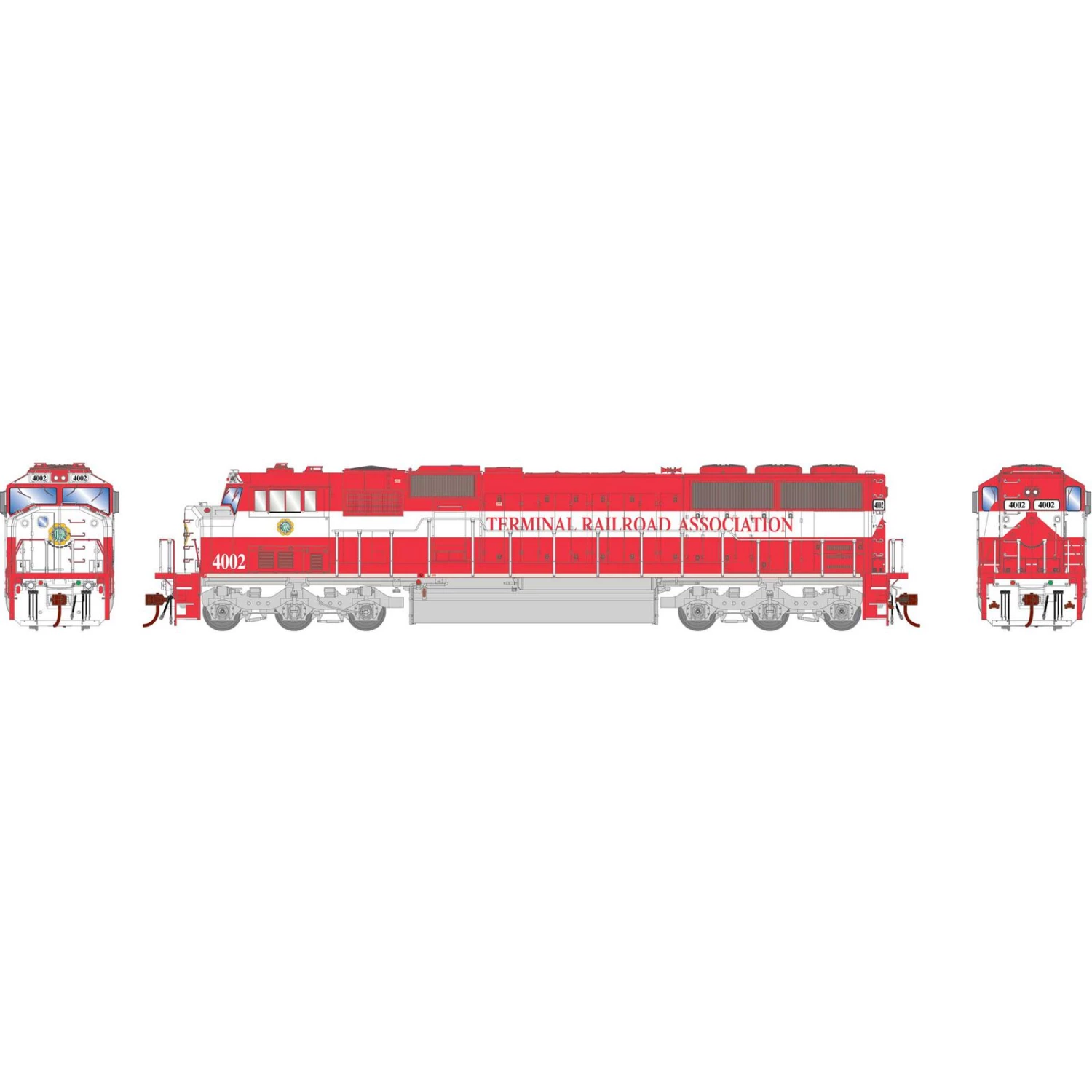 Athearn HO SD60I, TRRA/Red/White #4002 3 Athearn HO SD60I, TRRA/Red/White #4002