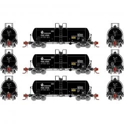 Athearn N 13,600-Gallon Acid Tank, PROX, Black (3)