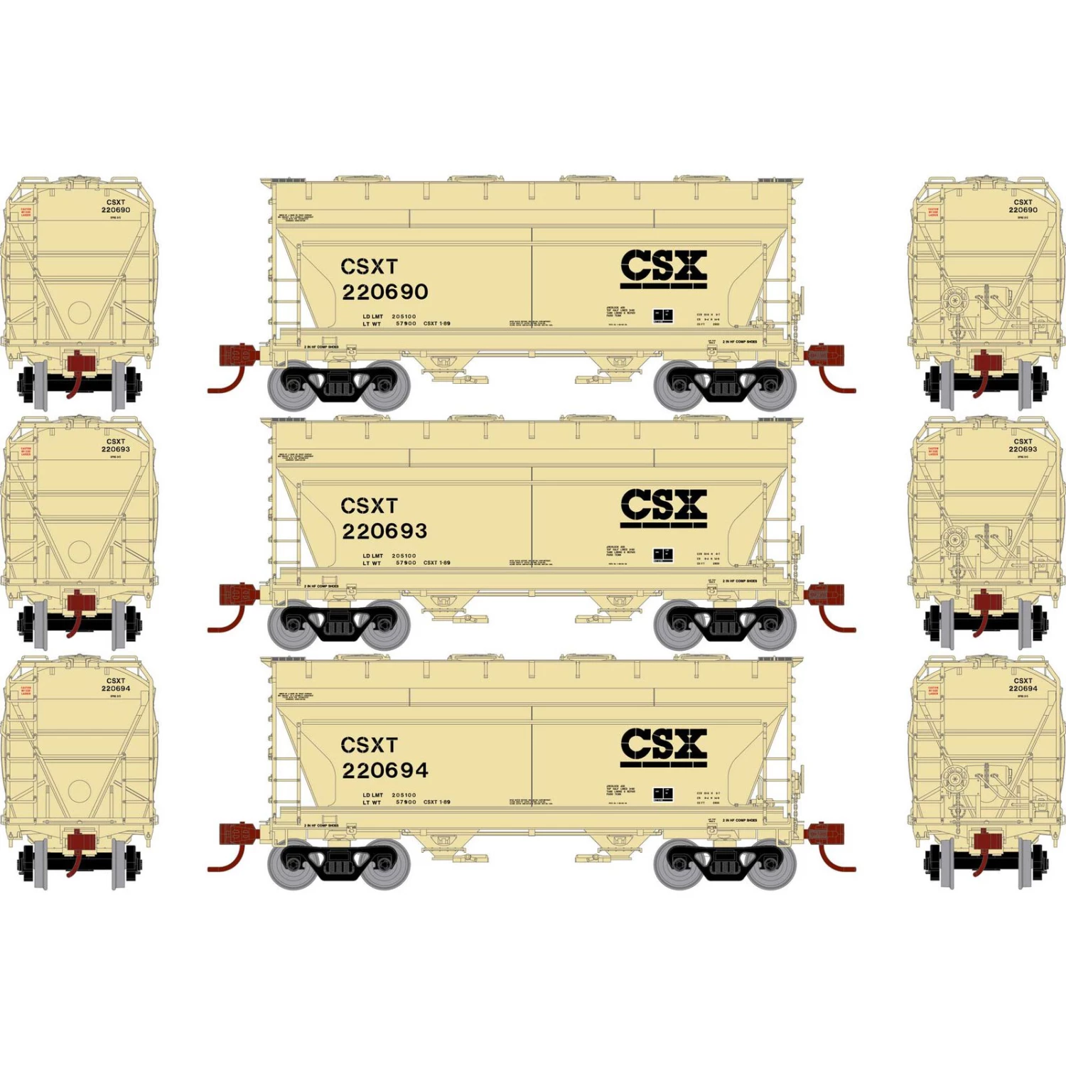 Athearn N ACF 2970 Covered Hopper, CSXT (3) 3 Athearn N ACF 2970 Covered Hopper, CSXT (3)