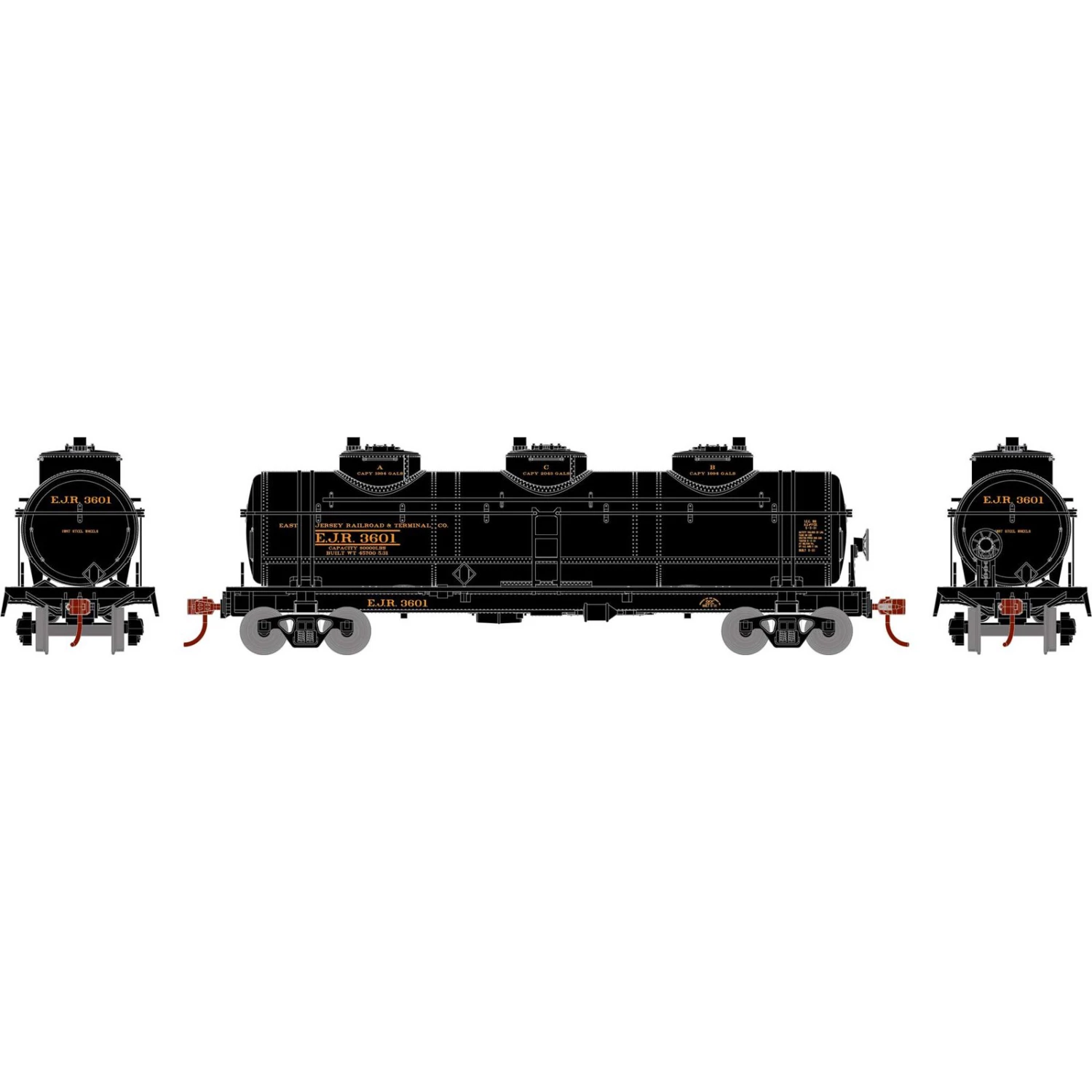Athearn HO 3-Dome Tank, EJR (4) 3 Athearn HO 3-Dome Tank, EJR (4)