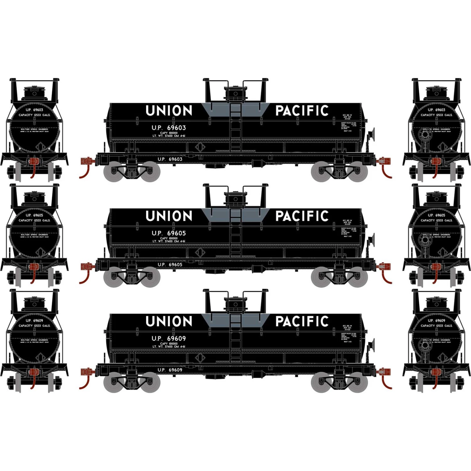 Athearn HO Chemical Tank, UP (3) 3 Athearn HO Chemical Tank, UP (3)