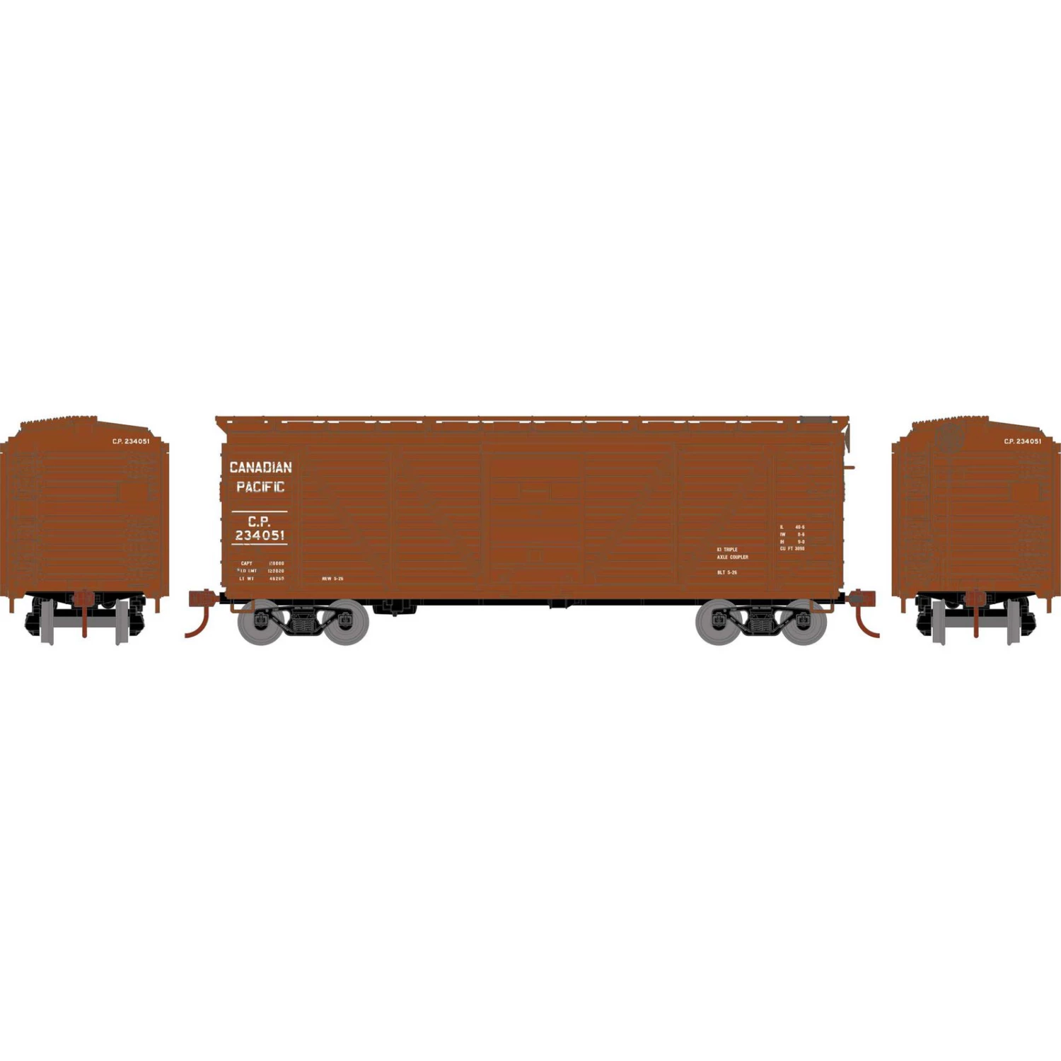 Athearn HO 40' Single Sheathed Box, CPR #234051 3 Athearn HO 40' Single Sheathed Box, CPR #234051