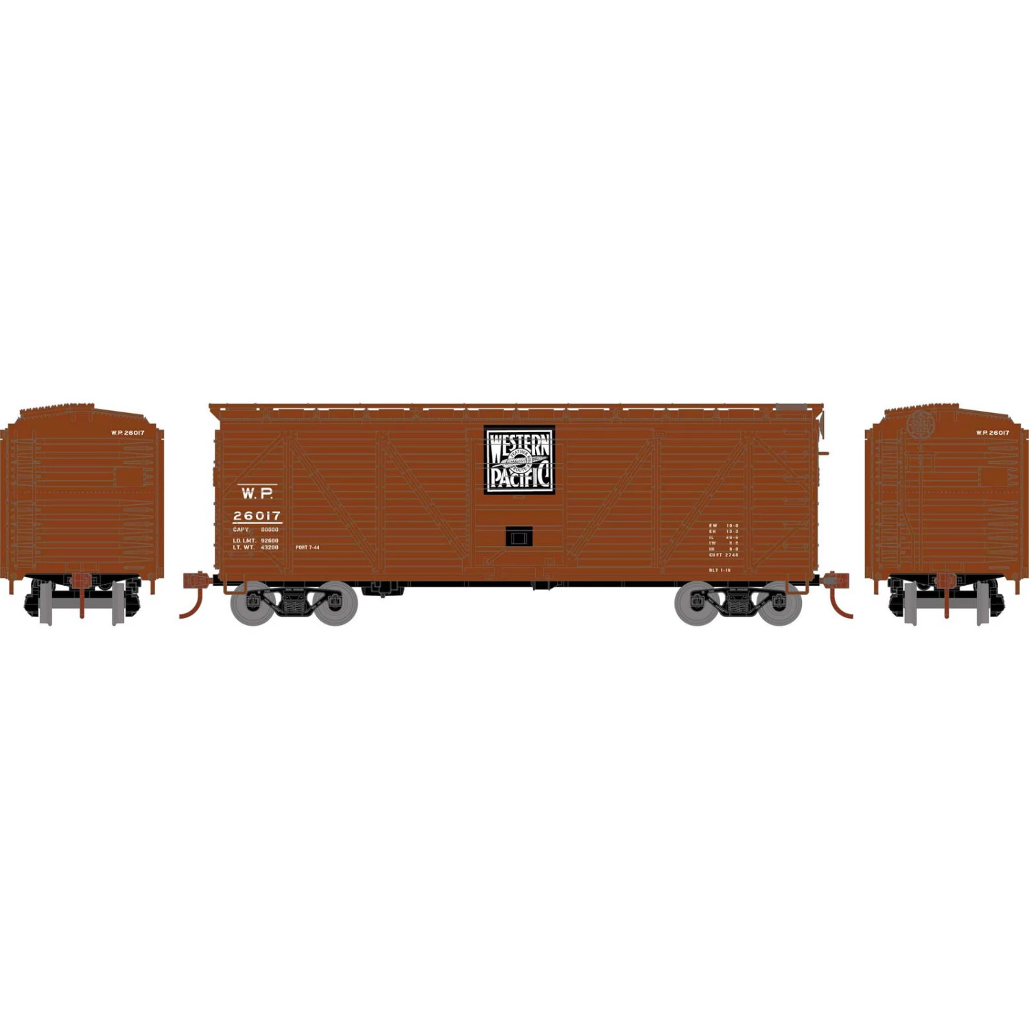 Athearn HO 40' Single Sheathed Box, WP #26017 3 Athearn HO 40' Single Sheathed Box, WP #26017